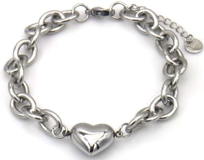 Armband - RVS - hartje - 16-21 cm