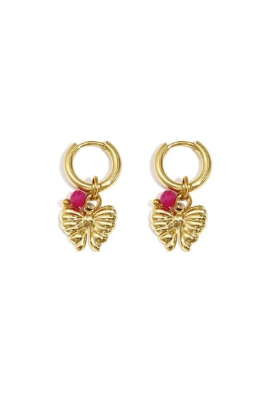 Bijoutheek Oorhangers Strik Kraaltje Rose Red
