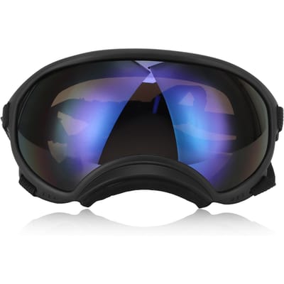 Lunettes de Chien Anti UV Forte Résistance aux Chocs Élastique Réglable Lunettes pour Chien de Grande Race Animal de Compagnie bleu/noir