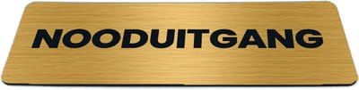 Deurbordje Goud-look met tekst nooduitgang - Formaat 150 x 50 mm x 1,6 mm - Zelfklevend | Luxe uitstraling | Geborstelde Gouden toplaag | Gratis Verzending | Decoporta