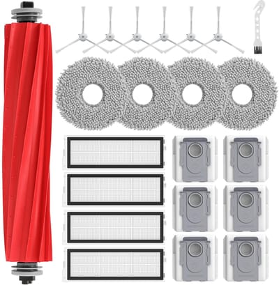 Dailygoods- Accessoires 22 stuks - Compatibel met Roborock Qrevo S/Qrevo Pro/Qrevo Max V - Reserveonderdelen - Slijtvast - Klitvrij - Hoogwaardig PP en siliconen - Robotstofzuigeronderdelen