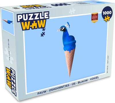 Puzzel Pauw - IJshoorntje - IJs - Blauw - Vogel - Legpuzzel - Puzzel 1000 stukjes volwassenen
