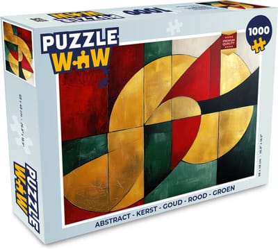 Puzzel Abstract - Kerst - Goud - Rood - Groen - Legpuzzel - Puzzel 1000 stukjes volwassenen - Kerst - Cadeau - Kerstcadeau voor mannen, vrouwen en kinderen