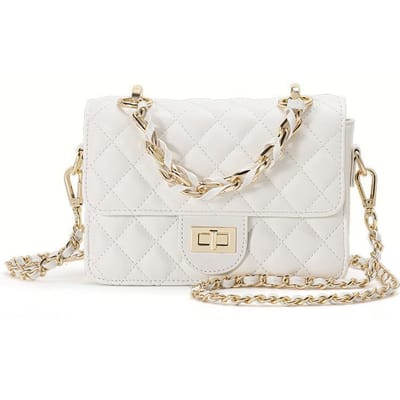 Tassen voor Dames Nieuwe Stijl High-end en Modieuze Kleine Geur Stijl Diamant Ketting Tas Crossbody Tas white