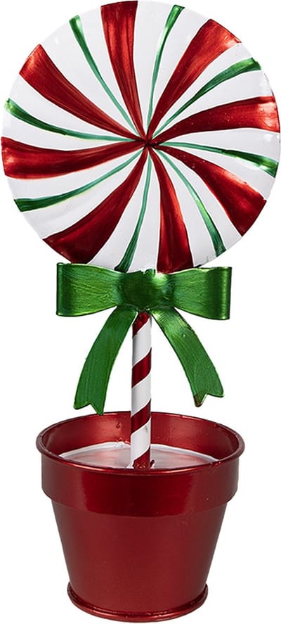 Clayre & Eef Kerstdecoratie Lolly 12x9x26 cm Rood Metaal