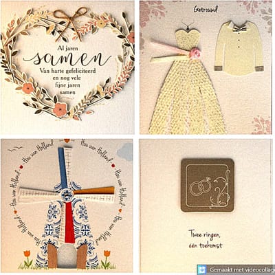 4 Luxe Wenskaarten Paperclip Paperwork Huwelijk - Kaart - Getrouwd - Samen - Huwelijkskaart - Wenskaart Set - 4 Motieven - Greeting Card - Grusskarte - Carte De Vœux - Dubbele Kaart - Rechthoek - Met Envelop - 15x12cm - Gratis Verzonden
