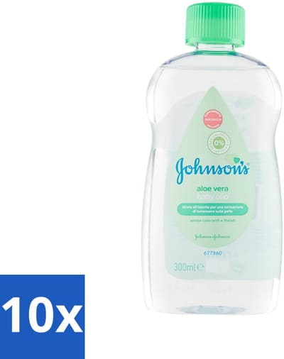 10 x Johnson's - Baby Olie - Aloe Vera - 300 ml - Babyolie - Aloe Vera - Babyhuid Verzorging - Melkkorst Verwijderen - Hydraterende Olie