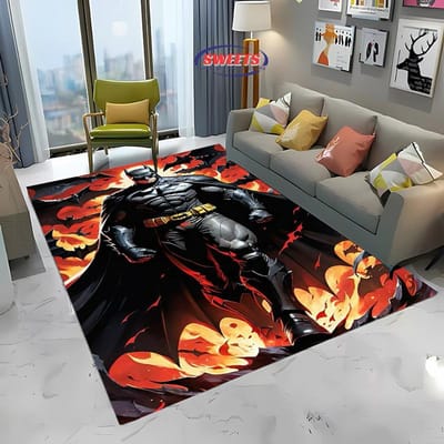 NR.5 DC Batman Thema Tapijt Nieuwe Release!Antislip Geluidsisolatie, Kleed voor Woonkamer Kinderkamer Kantoorruimtes, Duurzame Mat 150x220cm (59x86in)