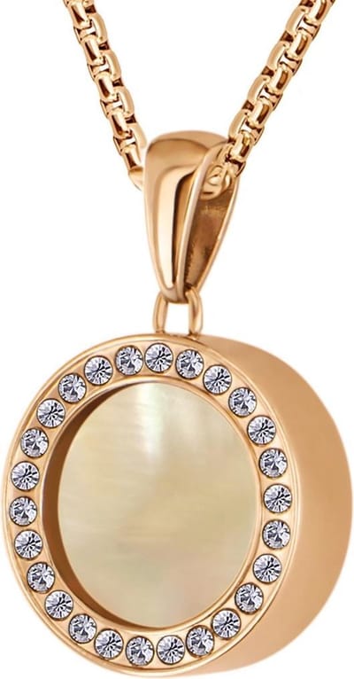 Quiges 12mm Mini Munt Hanger Rosékleurig RVS met Oranje Perzik Schelp Munt en Anker Ketting 42-46cm