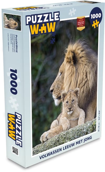 Puzzel Volwassen leeuw met jong - Legpuzzel - Puzzel 1000 stukjes volwassenen
