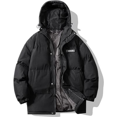 Veste mode veste rembourrée à capuche épaisse hiver nouvelle jeunesse veste rembourrée chaude ample 2XL black