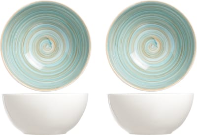Cosy & Trendy soep serveer schaaltje - 2x stuks - kommetjes Turbolino - blauw - D14 cm - 500 ml