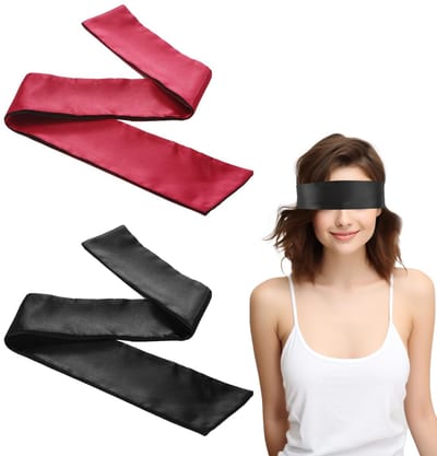 Dailygoody - Satijnen blinddoek - Oogmasker voor volwassenen - Luxe slaapervaring - Wijnrood en zwart - Ideaal voor koppels - Perfect voor reizen en s
