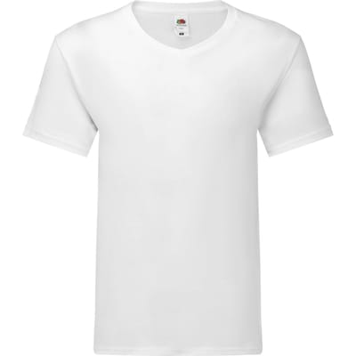 Fruit of the Loom Heren Iconic 140 V Neck T-Shirt (Wit)