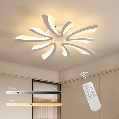 Riserva LED Plafondlamp V-Design - 48W - 5400 lm - Dimbaar 3000K-6500K - Met Afstandsbediening - Wit - Moderne Plafonnière voor Woonkamer, Slaapkamer en Eetkamer
