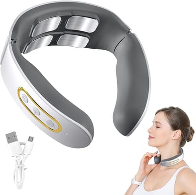 11-in-1 Nekmassageapparaat - Draadloze Verwarmde Nekmassage - Verlicht Nekpijn - Thuisverzorging - Draagbaar - Slimme Elektrische Massager - Nekondersteuning - Geschikt voor Thuis, Kantoor en Reizen - Oplaadbaar, Stil, Lichtgewicht - Wit