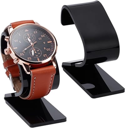 2 Stuks Zwarte Horlogehouder Display Stand - Plastic C-vormige Organizer voor Horloges, Sieraden en Armbanden - Ideaal voor Slaapkamer en Kantoor