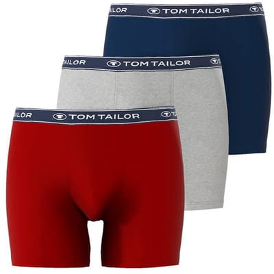 Tom Tailor - Halflange boxershorts in een 3-pack - Maat S/4 - red-medium-solid
