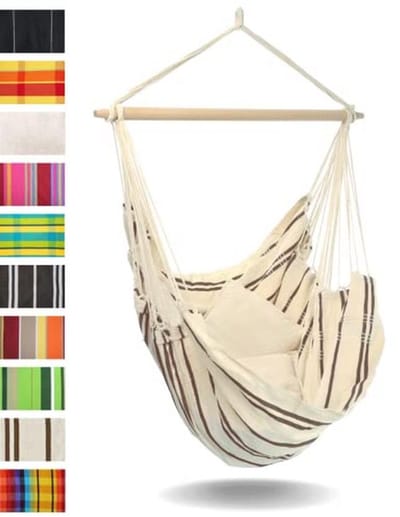 XL Hangstoel zonder Frame - Handgemaakt in Brazilië, Belastbaar tot 150 kg, Zitvlak 1,6 x 1,3 m, Kleur: Cappuccino