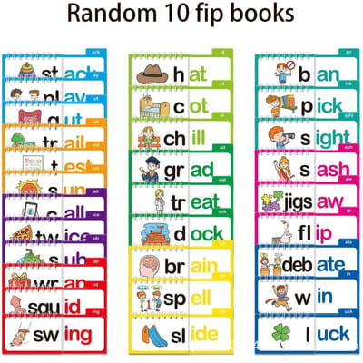 Lees Flip Boek Lees Plus Rijm Flip Boeken Woordfamilie Flip Boeken Flashcards ABC Woordenschat Kaarten Montessori Leren blue