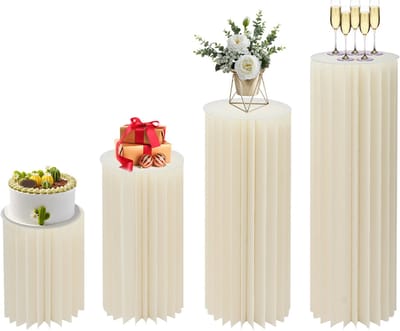 DIMICO - Bloemenstandaard bruiloft - Feest decoratie rond - Wit - Decoratie zuil - Centerpiece standaard - Opbouwbaar - 4 stuks