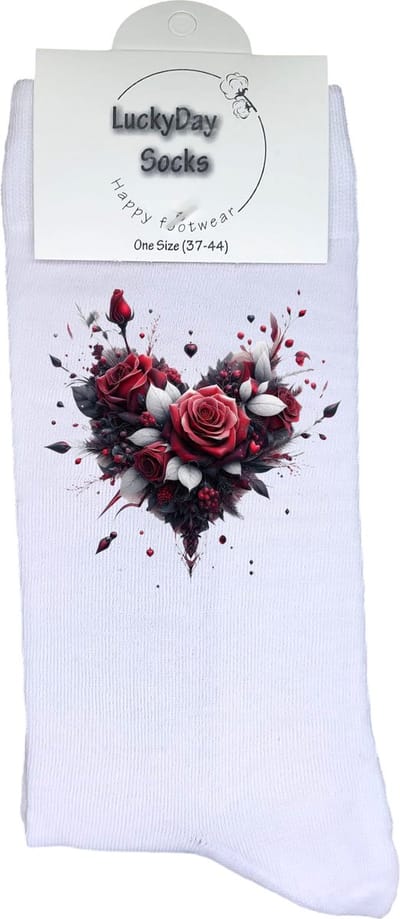 Valentijn sokken - Valentijn Cadeau - Grappige sokken - Leuke sokken - Hem Haar sokken - Vrolijke sokken - Gothic - Verliefd - Vaderdag - Moederdag - Verjaardag cadeau - Kerst cadeau - Leuk Cadeau - Speciaal cadeau - Sokken maken Happy - Maat 37-44