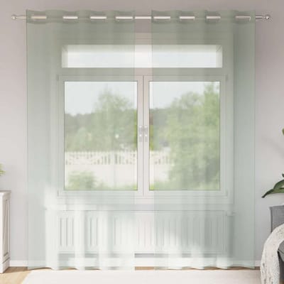 vidaXL - Gordijnen - voile - met - doorvoertules - 2 - st - 140x245 - cm - lichtgrijs