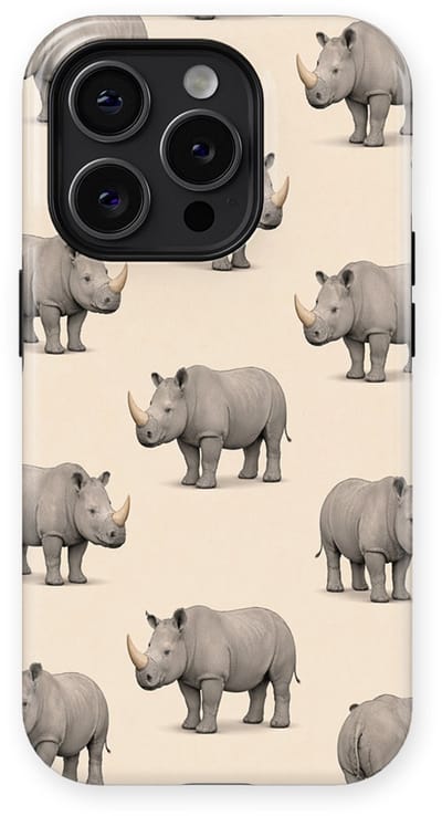 Safari Tough Case geschikt voor iPhone 14 Pro | Premium hoesje met Safari Dieren Design | Geschikt voor Mag | Dieren Print Backcover geschikt voor iPhone 14 Pro Neushoorn