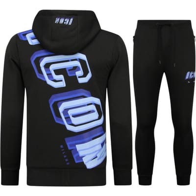 Trainingspak Heren - Tracksuit ICON - Joggingpak Volwassenen - Huispak - Set Heren - 5732 - Zwart / Blauw