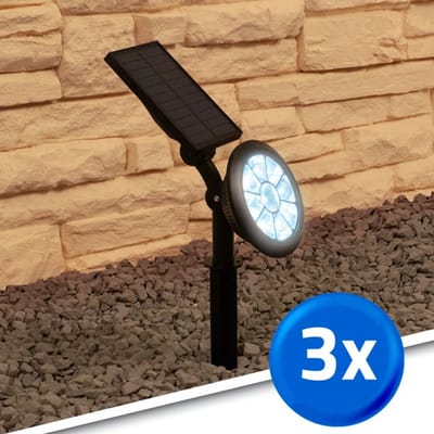 Solar tuinverlichting - Prikspot 'Sunny' - Dual White - Voordeelset van 3 stuks - Met grondspies - Tuinverlichting op zonne-energie