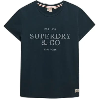 Superdry Luxe Casual Classic T-shirt Blauw Grootte: 38
