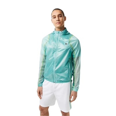 Lacoste Heren Jas met capuchon en krokodillenprint (Munt)