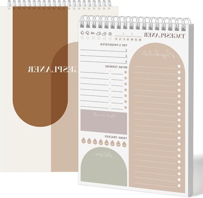 Undated daily planner A5, 60 pagina's - to-do planner voor dagelijkse taken, checklists, agenda, notities, maaltijden en gewoontes bijhouden