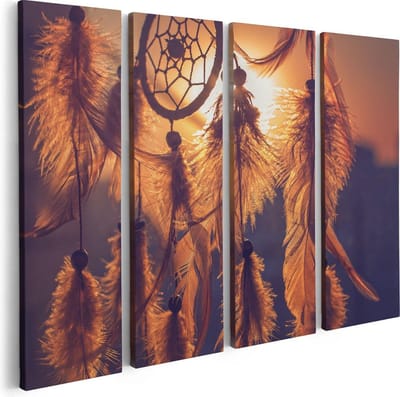 Artaza Canvas Schilderij Vierluik Amulet van de Indianen - Symbool - Ketting - 80x60 - Foto Op Canvas - Canvas Print