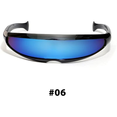 Lunettes Cyclope Étroites Futuristes Dernières Lunettes Laser Protection UV 400 Personnalité Lentille Miroir Lunettes de Costume Hommes Gafas De Sol As shown in the figu blue