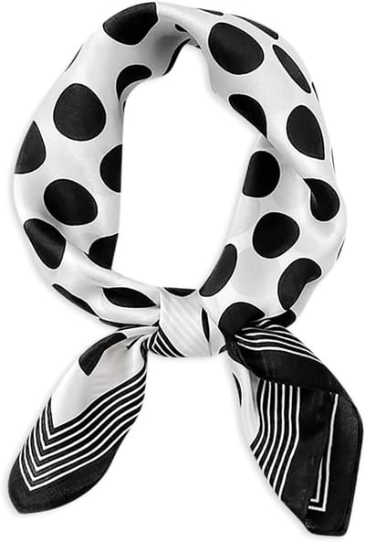 Retro Zijden Sjaal voor Vrouwen met Klassieke Polka Dot Print en Zachte Satijn Afwerking voor Hoofddoek en Haarband