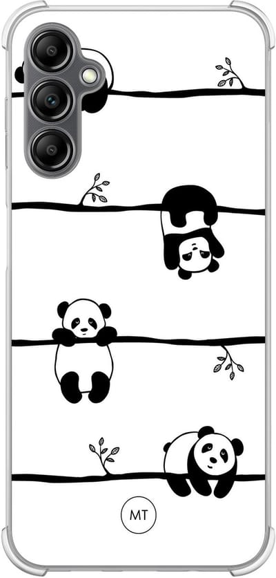 Hoesje (shockproof) geschikt voor Samsung Galaxy A14 5G - Panda - Extra sterke case - TPU/polycarbonaat - Print - Zwart, Wit, Transparant