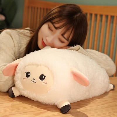 Mooie Schapen Pluche Kussen Sofa Kussen Zacht Gevuld Dier Dumplings Schapenpoppen Leuk Kerstcadeau voor Meisjes Baby 28cm black