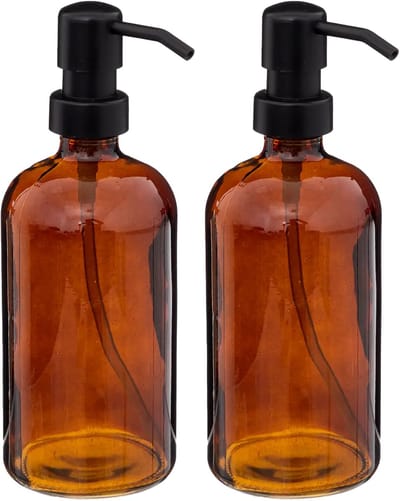 5Five Zeeppompje Kitchen basics - 2x - bruin - 21 cm - 450 ml - transparant glas
