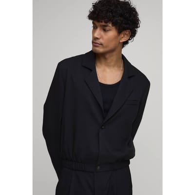 Getailleerde Cropped Blazer Met Elastische Zoom Co-ord | Black | Size Medium