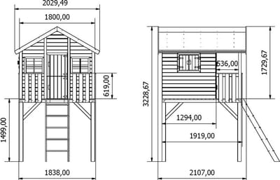Houten speelhuis Big House Tom met zandbak Prestige Garden