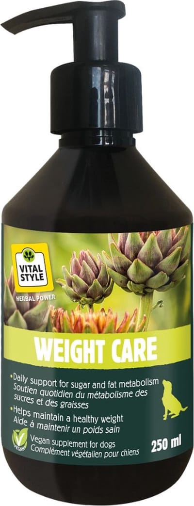 VITALstyle Weight Care - Honden Supplementen - Helpt Een Gezond Gewicht Behouden - Met o.a. L-Carnitine & Artisjok -250 ml