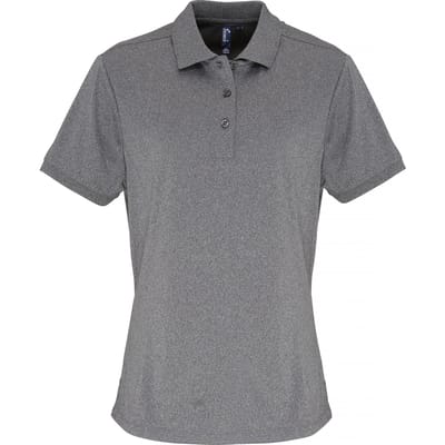 Premier Dames/dames Coolchecker korte mouw Pique Polo T-Shirt (Grijze Melange)
