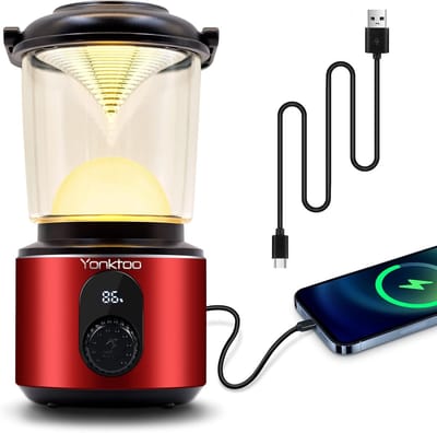 SnelShoppen - Oplaadbare USB-C LED Campinglamp, 10400mAh Accu, 5 Lichtstanden, LCD Scherm, Waterdicht Aluminium, Ideaal voor Kamperen, Tuin, Avondacti