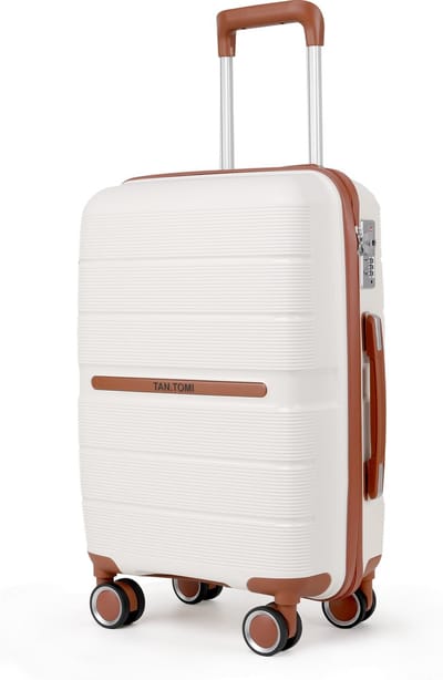 TAN.TOMI Koffer met 4 wielen 40L Handbagage Ruimbagage - Cijferslot - Reiskoffer - Trolley Koffer met Wielen - Wit