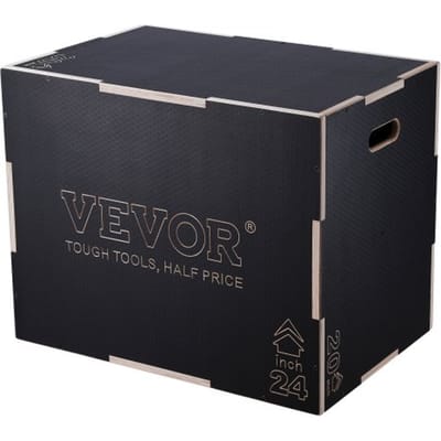 VEVOR 3 In 1 Plyometrische Jump Box 30/24/20 Inch Plyo Box, Jump Box Jump Box 204kg Laadvermogen, Fitness Oefening Step Up Box voor Thuistraining, Jump Krachttraining Zwart Verstelbare Hoogte
