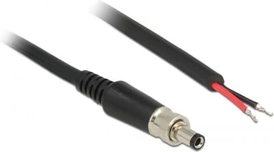 DC plug schroefbaar (m) 5,5 x 2,5mm stroomkabel met open einde - max. 2A / zwart - 1 meter