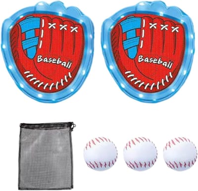 BOTC Vangspel voor Kinderen - Klittenband Vangspel met 2 Batjes & 3 Ballen - Buitenspeelgoed & Strandspeelgoed - Ø 19 cm - Blauw