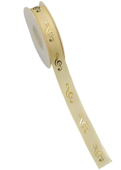 Music Gifts - Luxe Cadeaulint vioolsleutel - Stijlvolle uitstraling - crème/goud