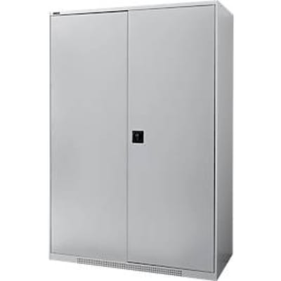 Schäfer Shop Genius dubbeldeurskast FS, staal, met ventilatieopeningen, B 1343 x D 620 x H 1950 mm, 5 OH, wit aluminium/wit aluminium, tot 750 kg